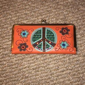 Orange peace sign wallet